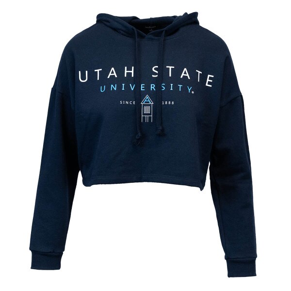 utah state university old main cropped womens hoodie
